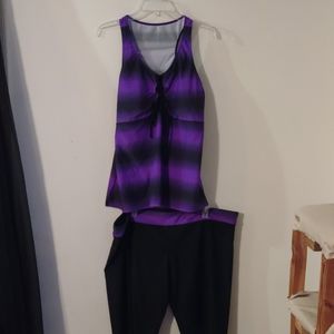 Purple and Black Tankini Shorts Set 3X 18/20